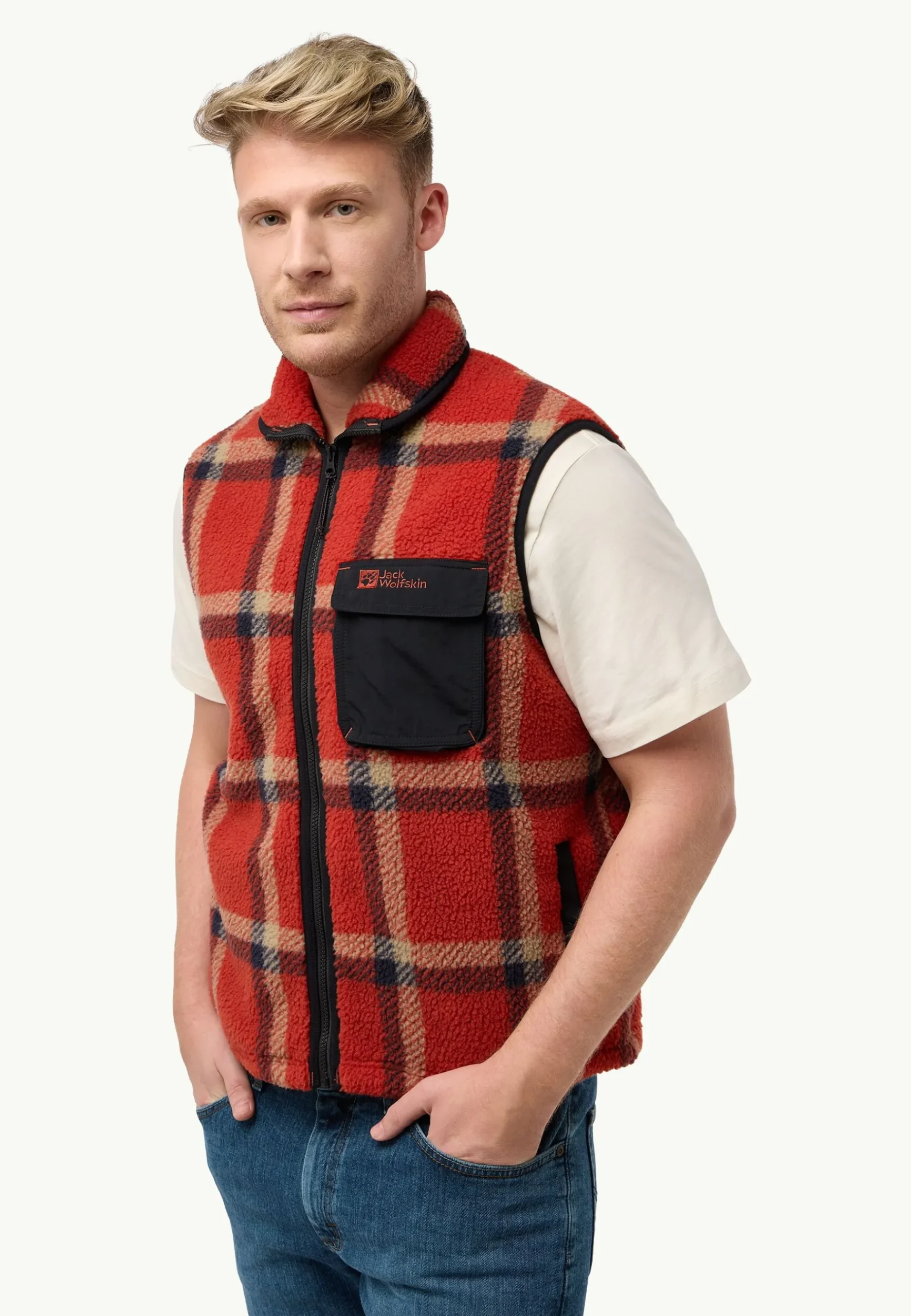 Jack Wolfskin Felslicht Check Vest M|Heren Fleece|Hoodies & Pullovers