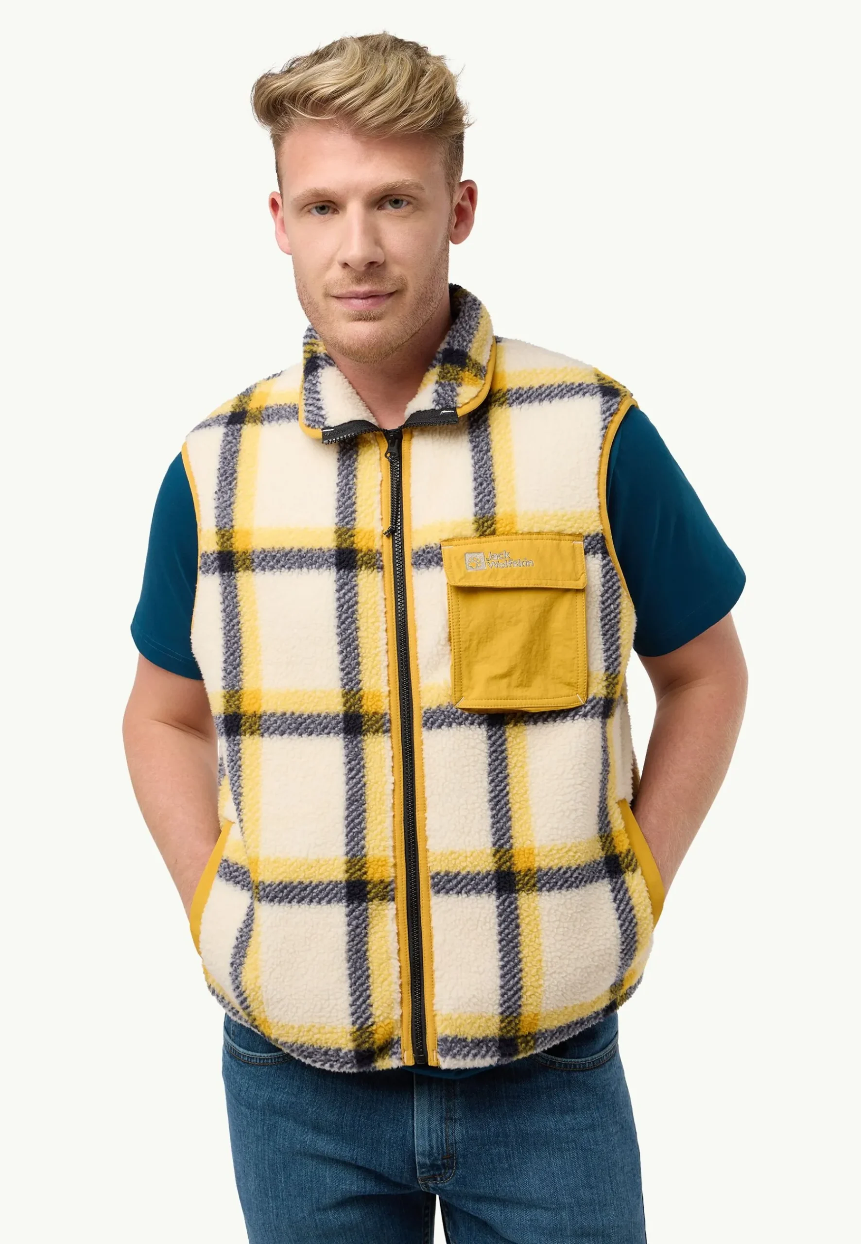 Jack Wolfskin Felslicht Check Vest M|Heren Fleece|Hoodies & Pullovers
