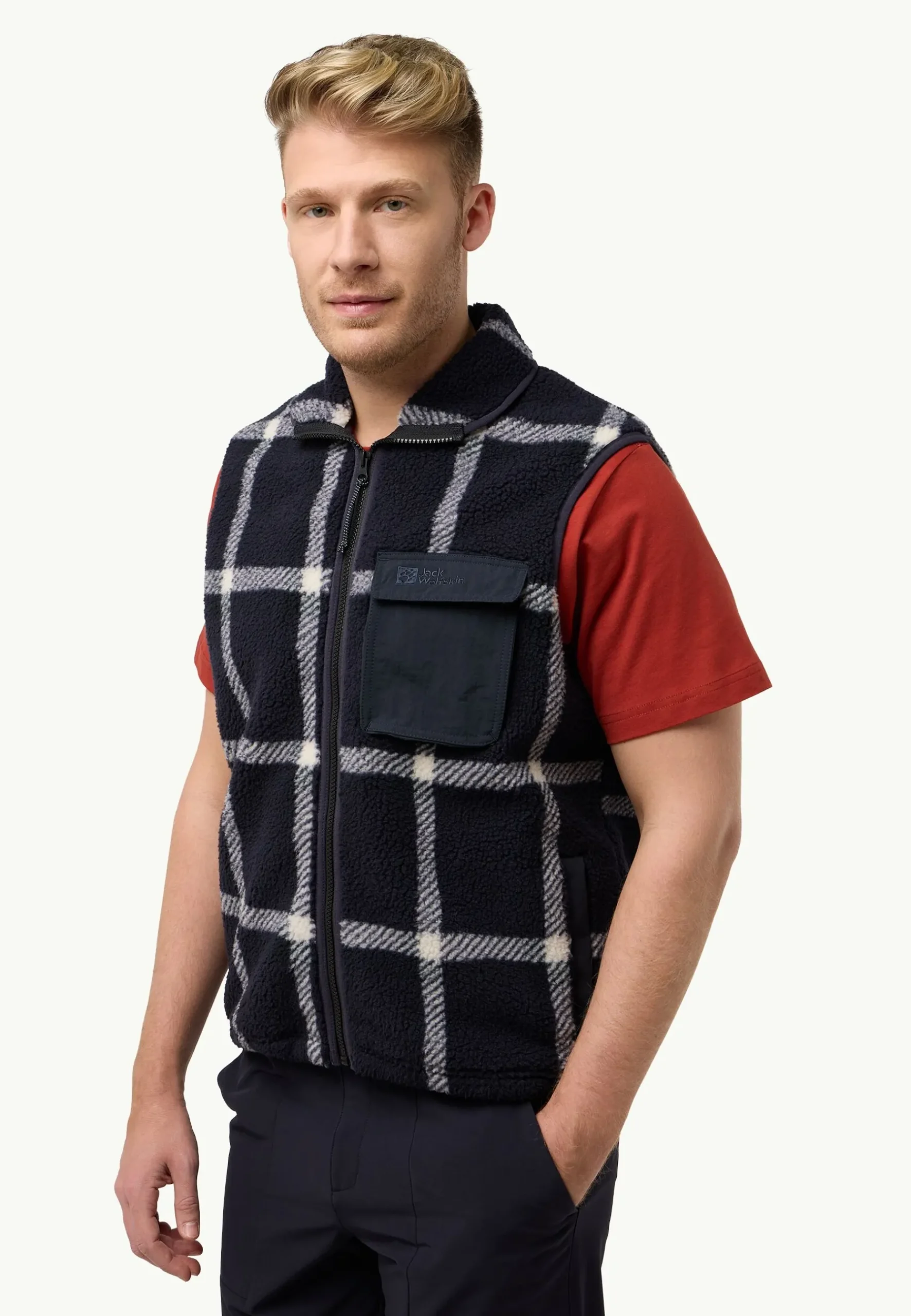 Jack Wolfskin Felslicht Check Vest M|Heren Fleece|Hoodies & Pullovers